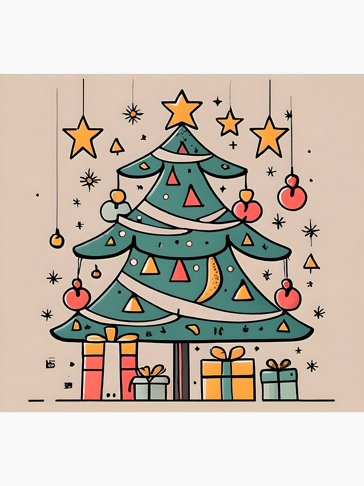 Thumbnail 5 of 5, Socks, Modern Christmas Tree Minimalistic Drawing designed and sold by Patricks-Art.