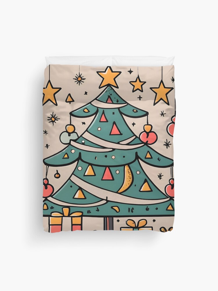 Thumbnail 1 of 2, Duvet Cover, Modern Christmas Tree Minimalistic Drawing designed and sold by Patricks-Art.