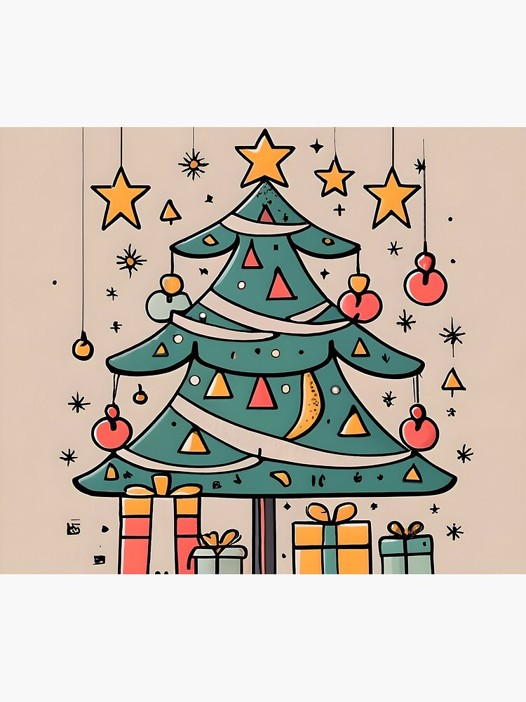 Thumbnail 5 of 5, Shower Curtain, Modern Christmas Tree Minimalistic Drawing designed and sold by Patricks-Art.