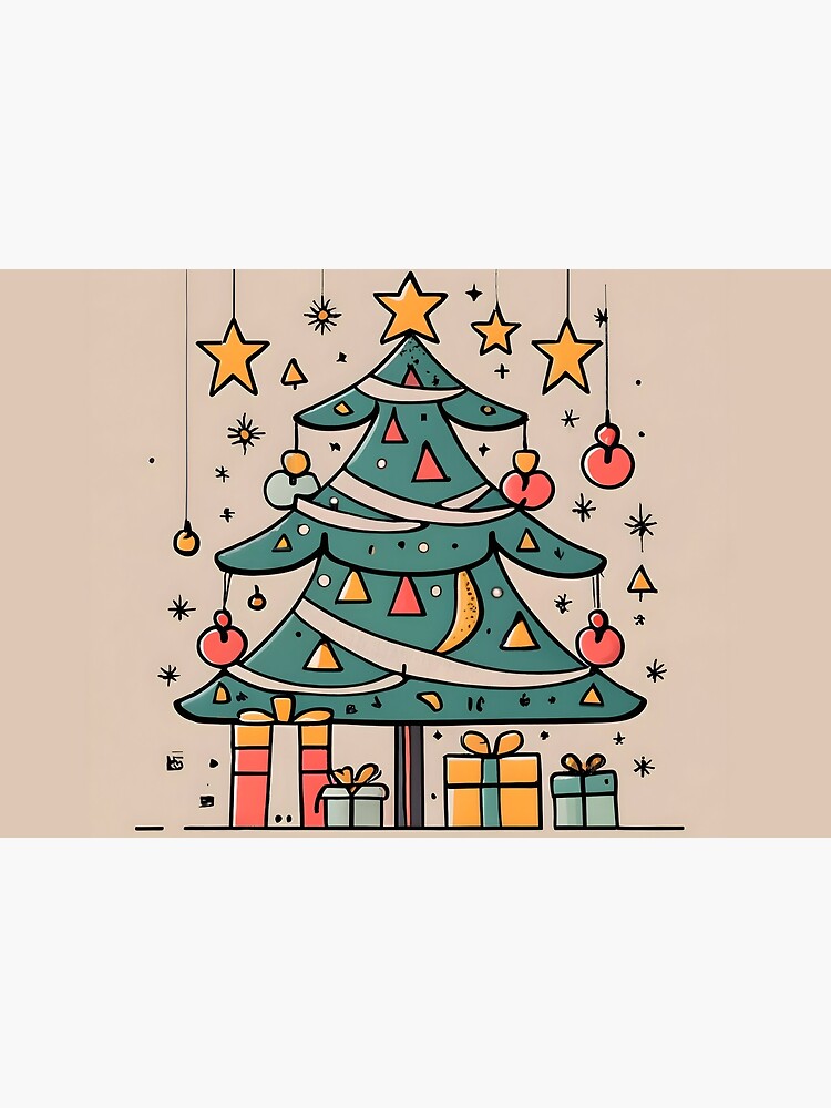 Thumbnail 2 of 2, Jigsaw Puzzle, Modern Christmas Tree Minimalistic Drawing designed and sold by Patricks-Art.
