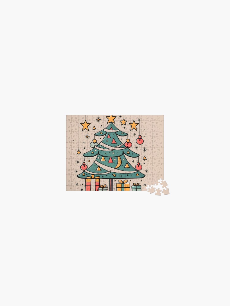 Thumbnail 1 of 2, Jigsaw Puzzle, Modern Christmas Tree Minimalistic Drawing designed and sold by Patricks-Art.
