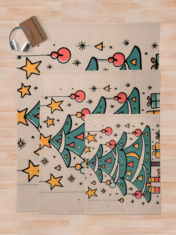 Thumbnail 5 of 6, Throw Blanket, Modern Christmas Tree Minimalistic Drawing designed and sold by Patricks-Art.