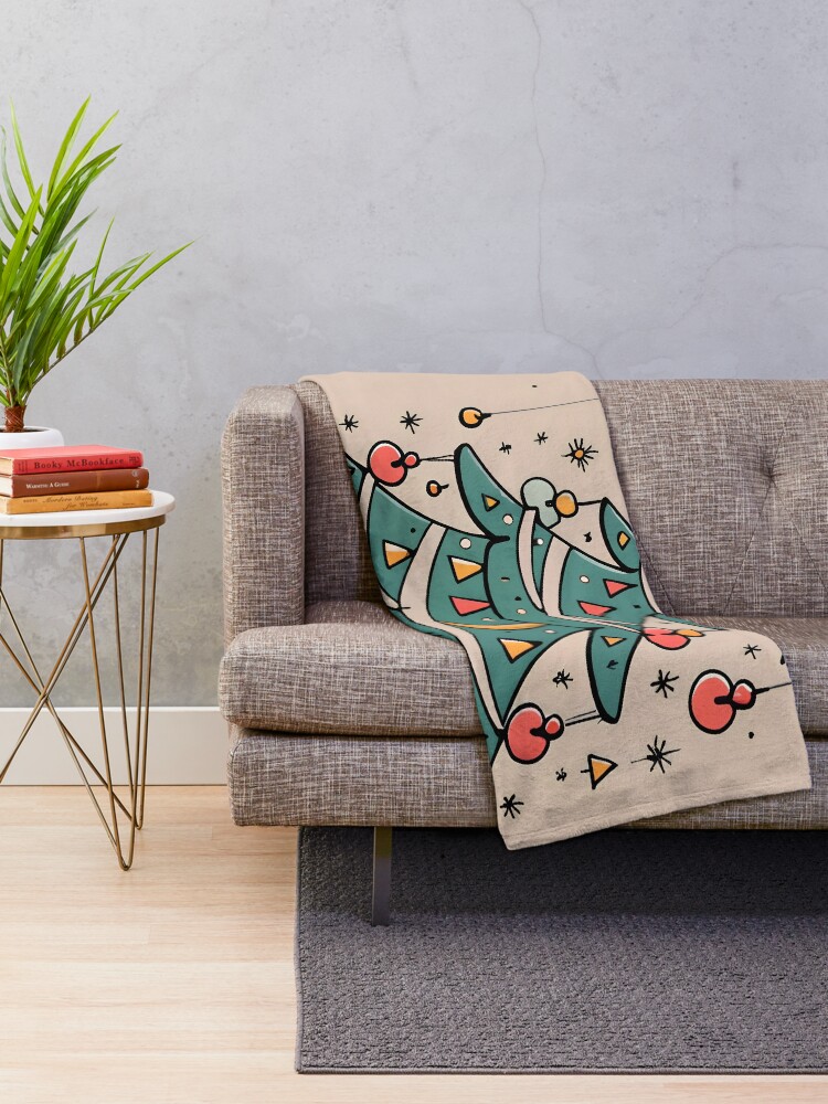 Thumbnail 2 of 6, Throw Blanket, Modern Christmas Tree Minimalistic Drawing designed and sold by Patricks-Art.