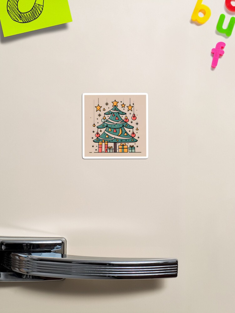 Thumbnail 1 of 3, Magnet, Modern Christmas Tree Minimalistic Drawing designed and sold by Patricks-Art.