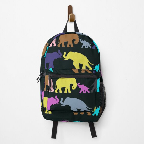 Item preview, Cute elephants on Parade colorful black background child room designed and sold by WildCanyon.