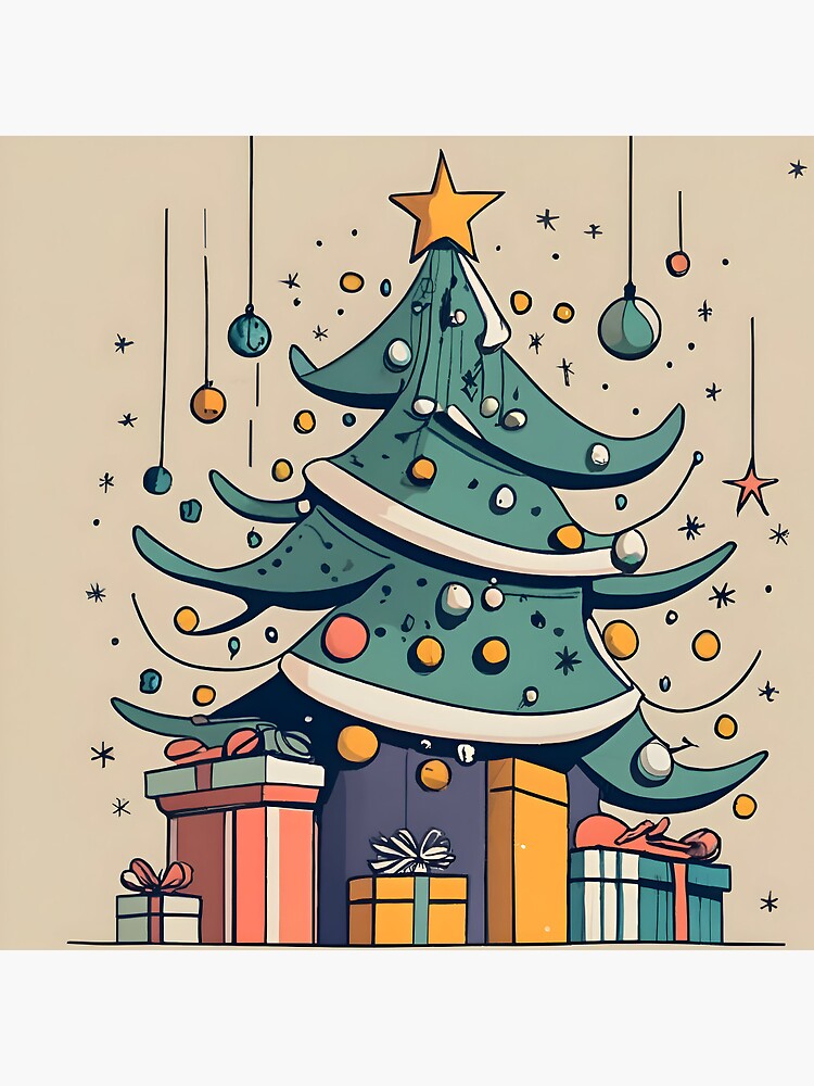 Thumbnail 3 of 3, Pin, Modern Christmas Tree Minimalistic Drawing designed and sold by Patricks-Art.