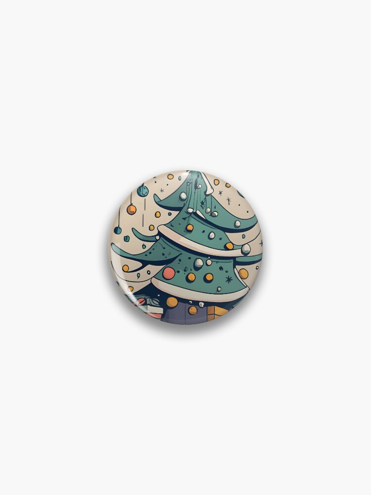 Thumbnail 1 of 3, Pin, Modern Christmas Tree Minimalistic Drawing designed and sold by Patricks-Art.