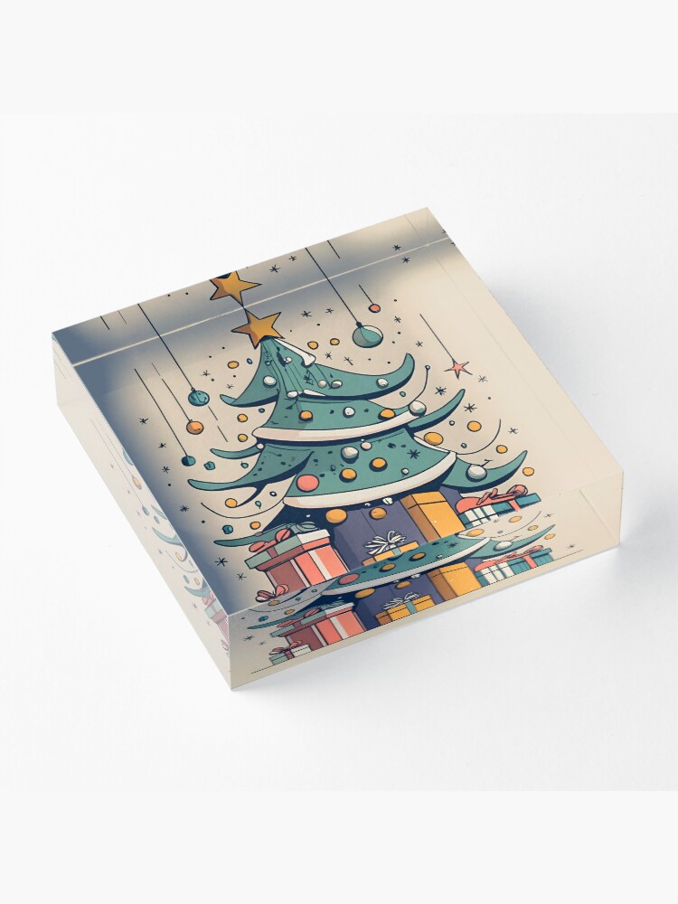 Thumbnail 3 of 5, Acrylic Block, Modern Christmas Tree Minimalistic Drawing designed and sold by Patricks-Art.
