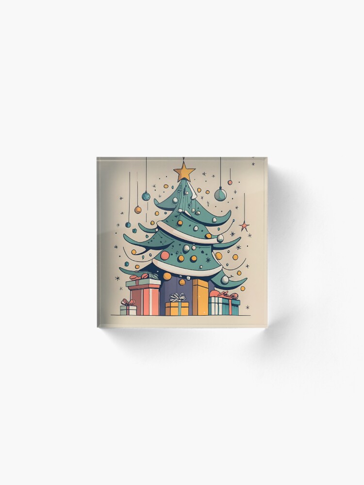 Thumbnail 2 of 5, Acrylic Block, Modern Christmas Tree Minimalistic Drawing designed and sold by Patricks-Art.