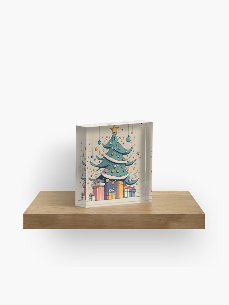 Thumbnail 1 of 5, Acrylic Block, Modern Christmas Tree Minimalistic Drawing designed and sold by Patricks-Art.