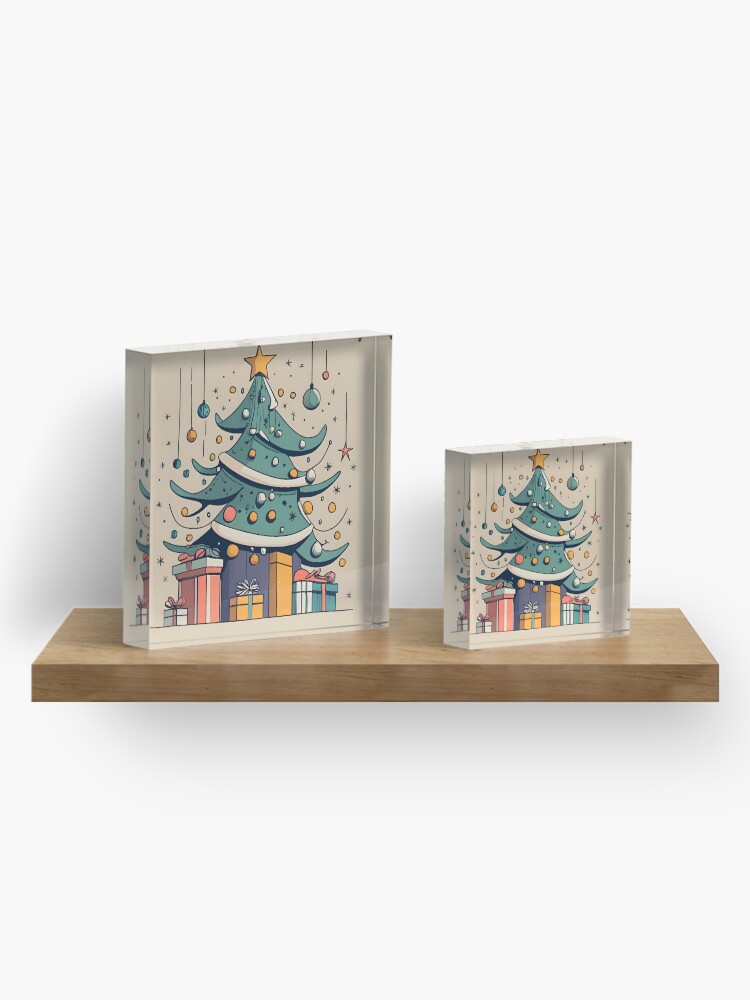 Thumbnail 4 of 5, Acrylic Block, Modern Christmas Tree Minimalistic Drawing designed and sold by Patricks-Art.