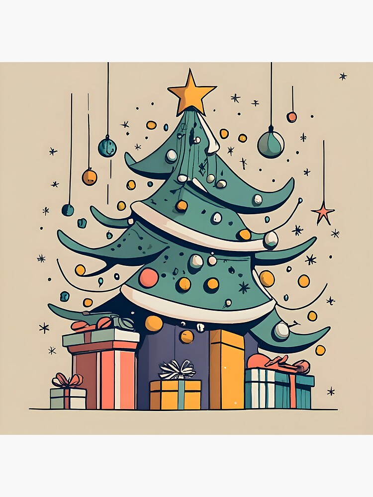 Thumbnail 5 of 5, Acrylic Block, Modern Christmas Tree Minimalistic Drawing designed and sold by Patricks-Art.