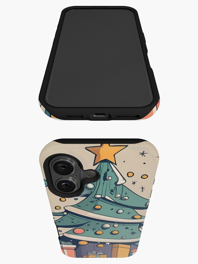 Thumbnail 3 of 4, iPhone Case, Modern Christmas Tree Minimalistic Drawing designed and sold by Patricks-Art.