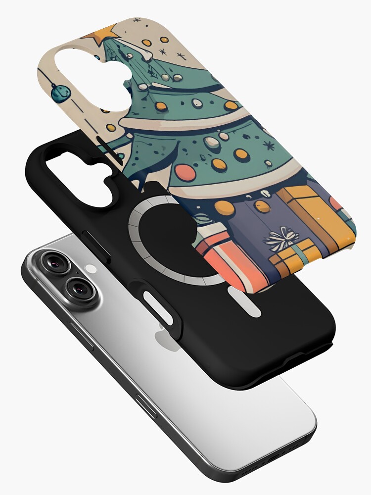 Thumbnail 2 of 4, iPhone Case, Modern Christmas Tree Minimalistic Drawing designed and sold by Patricks-Art.