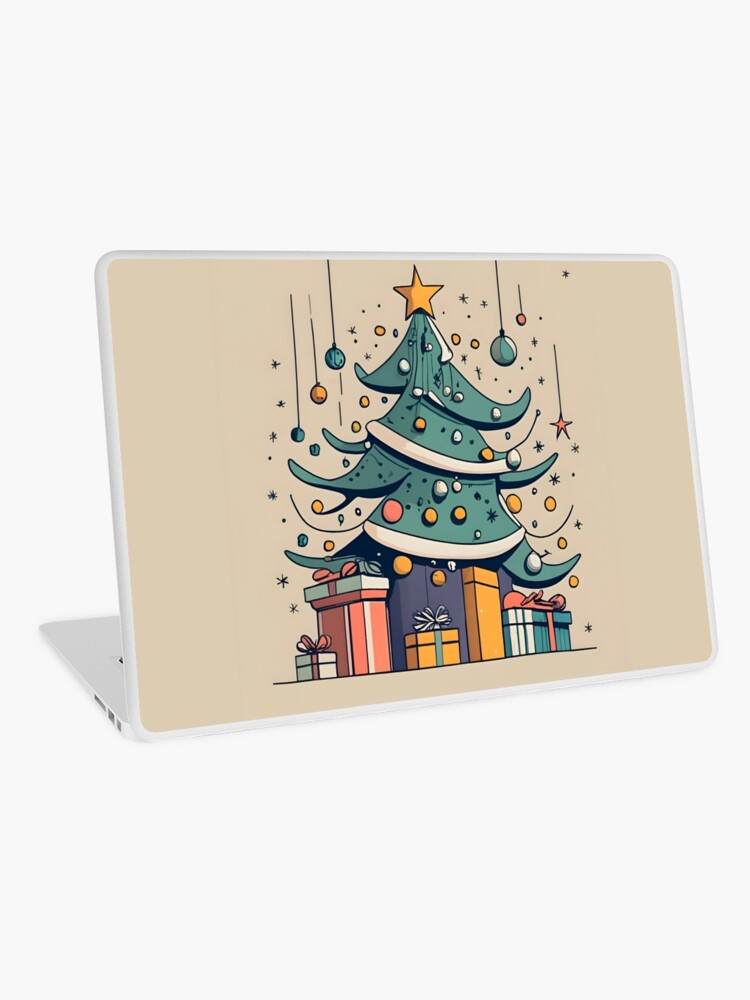 Thumbnail 1 of 2, Laptop Skin, Modern Christmas Tree Minimalistic Drawing designed and sold by Patricks-Art.