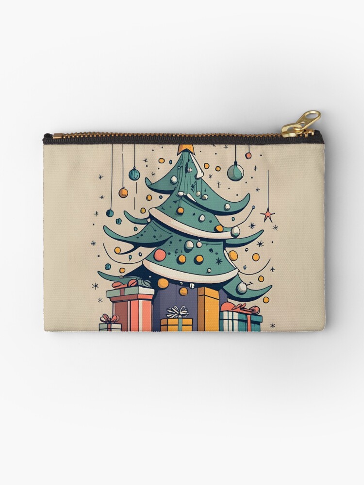 Thumbnail 1 of 4, Zipper Pouch, Modern Christmas Tree Minimalistic Drawing designed and sold by Patricks-Art.