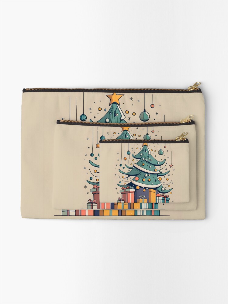Thumbnail 2 of 4, Zipper Pouch, Modern Christmas Tree Minimalistic Drawing designed and sold by Patricks-Art.