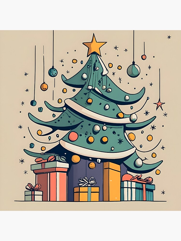 Thumbnail 4 of 4, Pillow, Modern Christmas Tree Minimalistic Drawing designed and sold by Patricks-Art.
