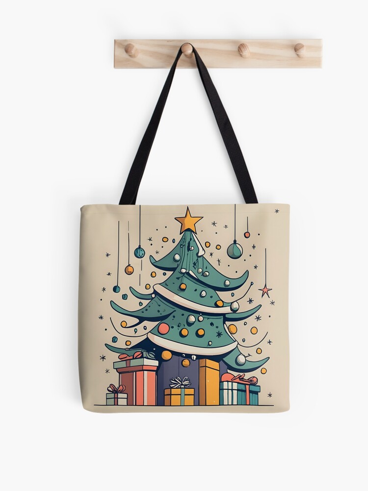 Thumbnail 1 of 2, Tote Bag, Modern Christmas Tree Minimalistic Drawing designed and sold by Patricks-Art.