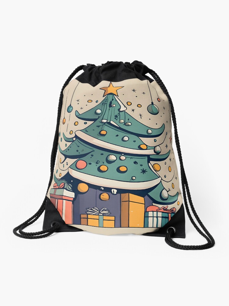Thumbnail 1 of 3, Drawstring Bag, Modern Christmas Tree Minimalistic Drawing designed and sold by Patricks-Art.