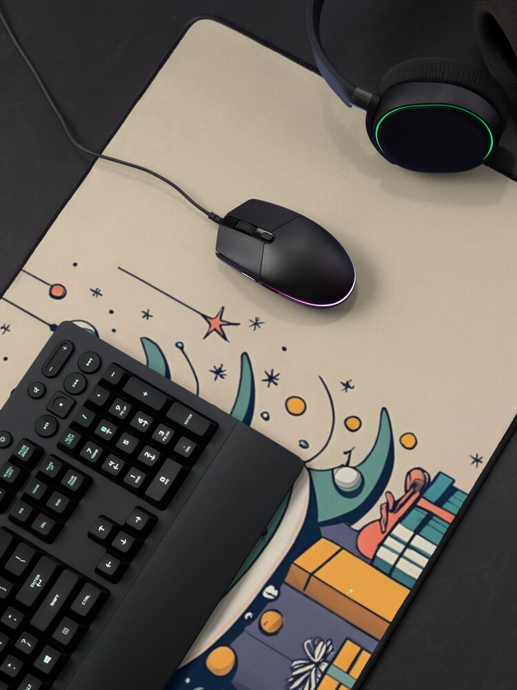 Thumbnail 4 of 5, Mouse Pad, Modern Christmas Tree Minimalistic Drawing designed and sold by Patricks-Art.