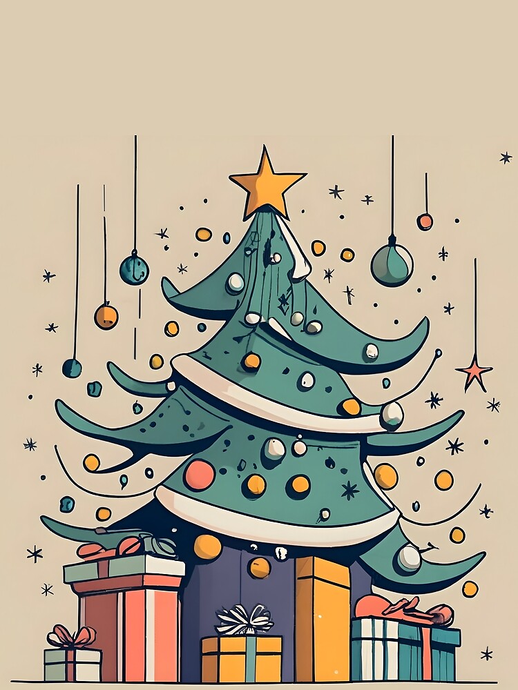 Thumbnail 5 of 5, Graphic T-Shirt, Modern Christmas Tree Minimalistic Drawing designed and sold by Patricks-Art.