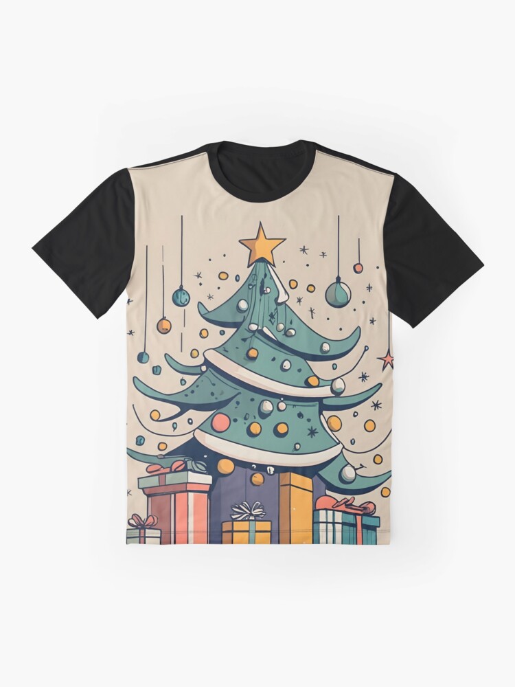 Thumbnail 4 of 5, Graphic T-Shirt, Modern Christmas Tree Minimalistic Drawing designed and sold by Patricks-Art.