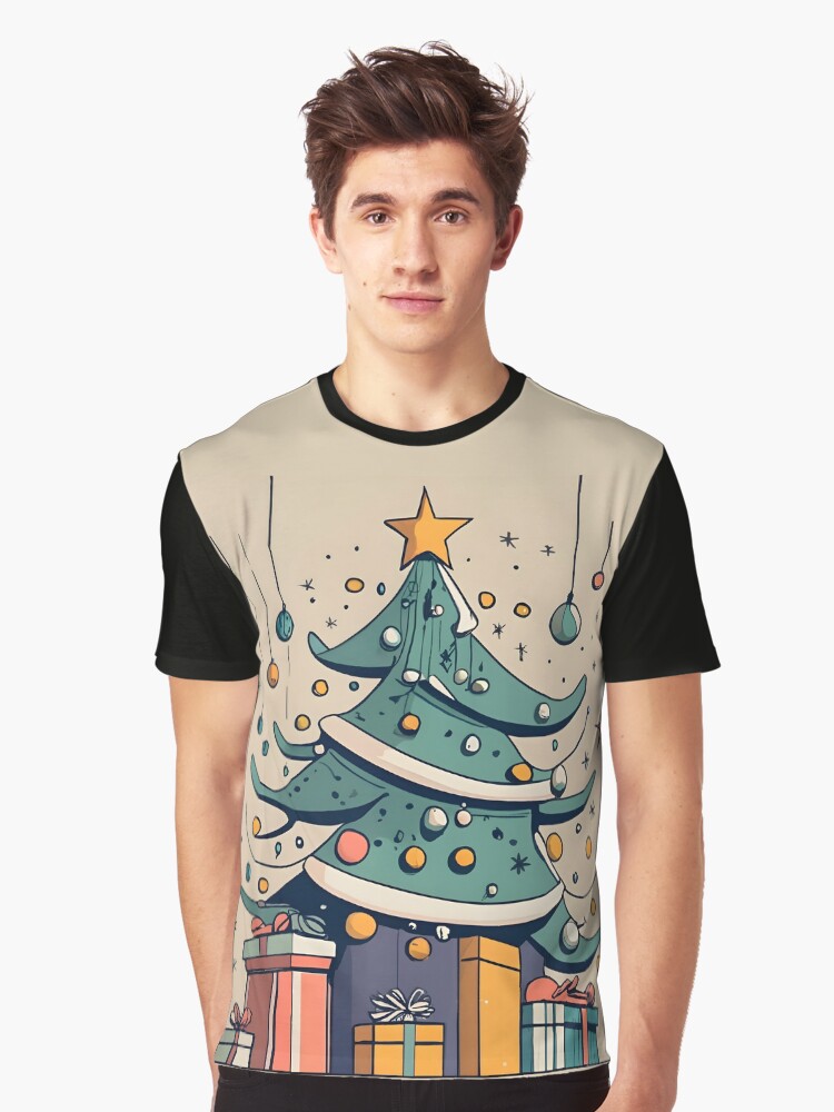 Thumbnail 1 of 5, Graphic T-Shirt, Modern Christmas Tree Minimalistic Drawing designed and sold by Patricks-Art.