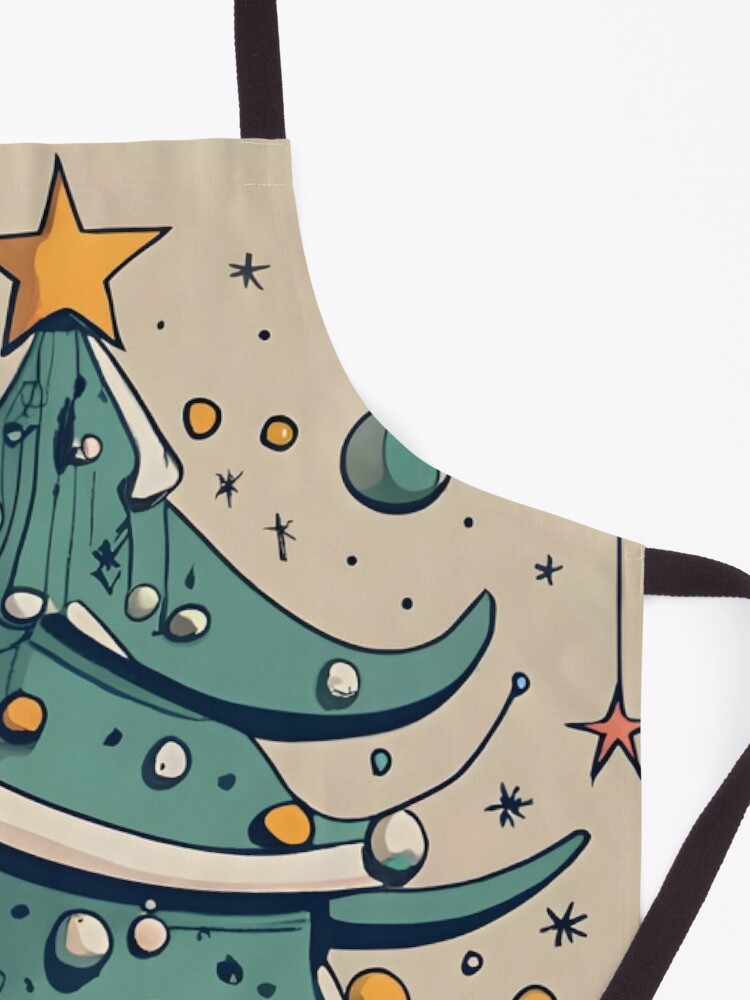 Thumbnail 3 of 6, Apron, Modern Christmas Tree Minimalistic Drawing designed and sold by Patricks-Art.