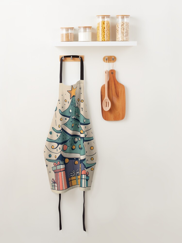 Thumbnail 4 of 6, Apron, Modern Christmas Tree Minimalistic Drawing designed and sold by Patricks-Art.