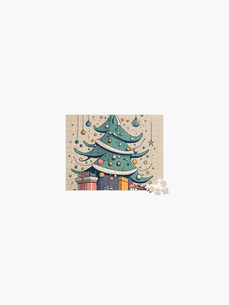 Thumbnail 1 of 2, Jigsaw Puzzle, Modern Christmas Tree Minimalistic Drawing designed and sold by Patricks-Art.