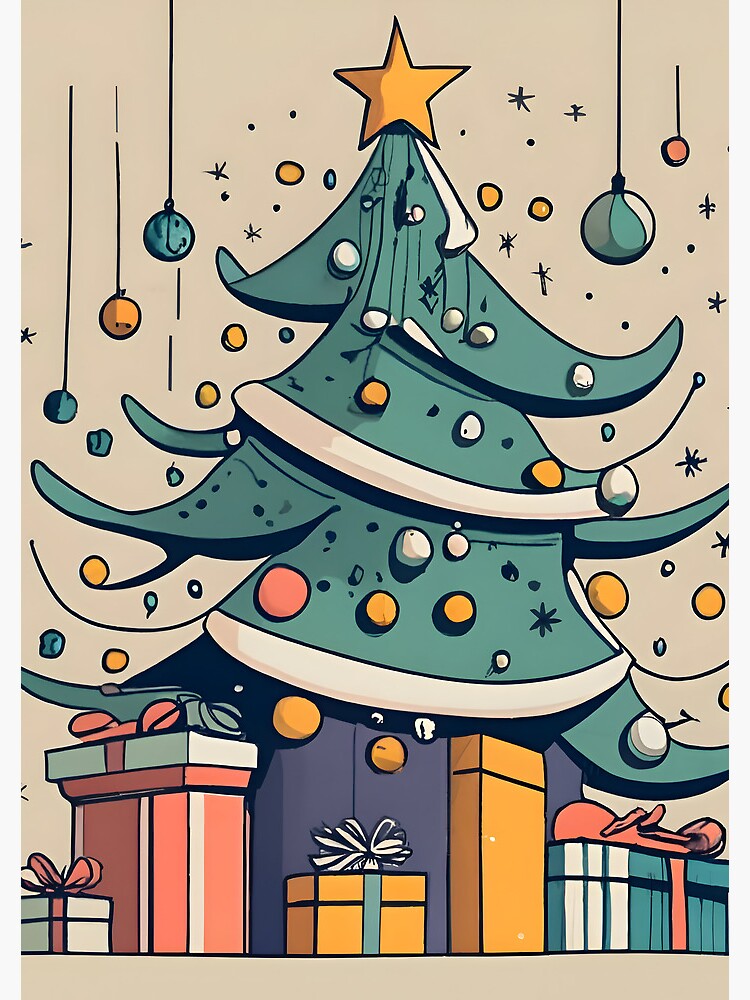 Thumbnail 3 of 3, Journal, Modern Christmas Tree Minimalistic Drawing designed and sold by Patricks-Art.