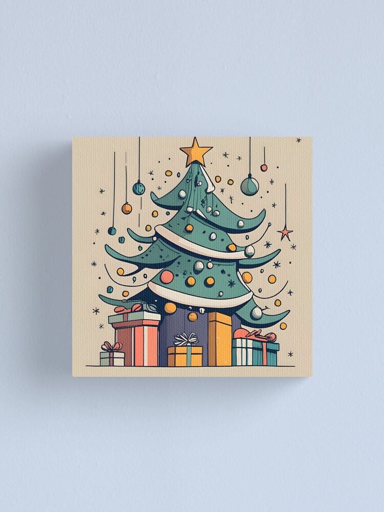 Thumbnail 1 of 3, Canvas Print, Modern Christmas Tree Minimalistic Drawing designed and sold by Patricks-Art.