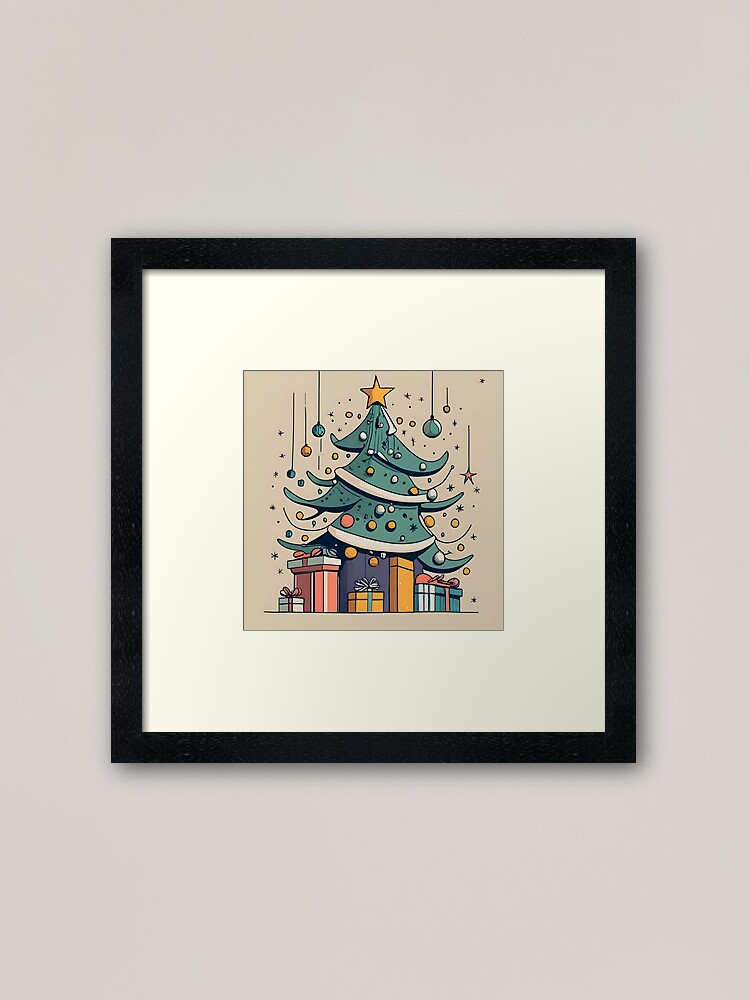 Thumbnail 2 of 7, Framed Art Print, Modern Christmas Tree Minimalistic Drawing designed and sold by Patricks-Art.