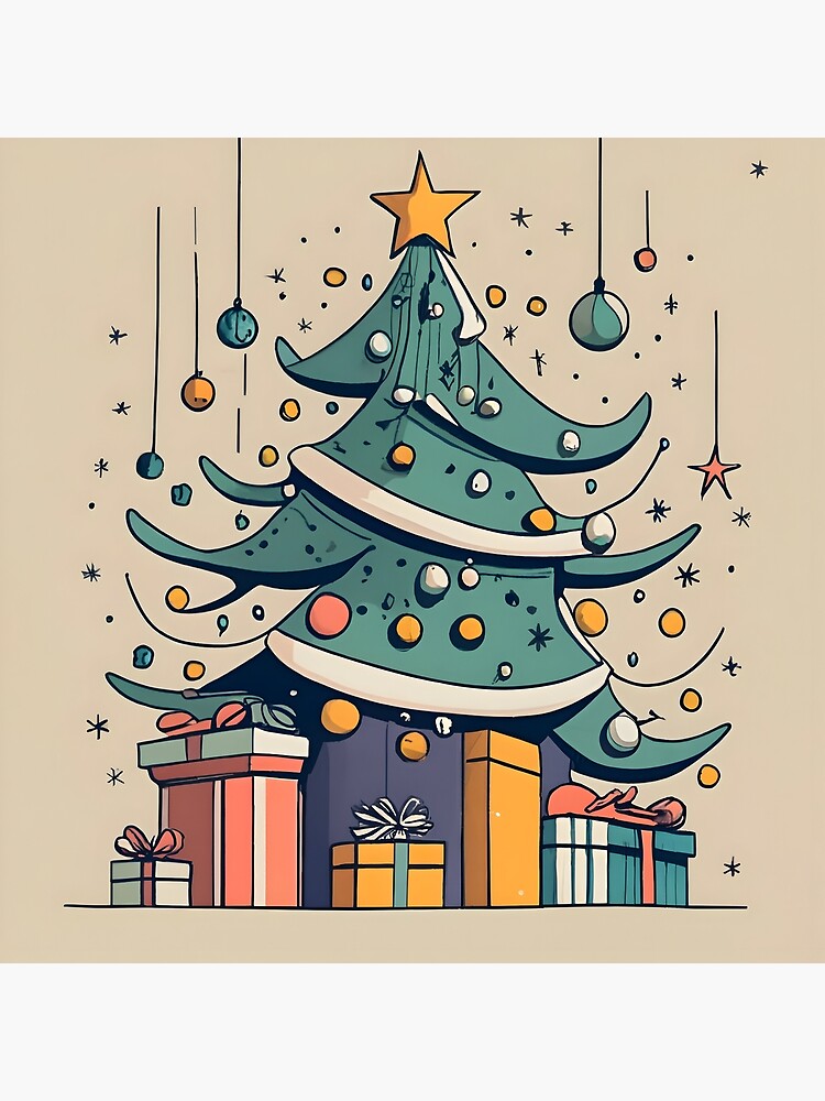 Thumbnail 3 of 3, Canvas Print, Modern Christmas Tree Minimalistic Drawing designed and sold by Patricks-Art.