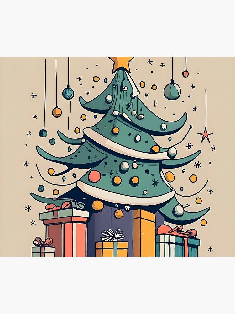 Thumbnail 6 of 6, Throw Blanket, Modern Christmas Tree Minimalistic Drawing designed and sold by Patricks-Art.