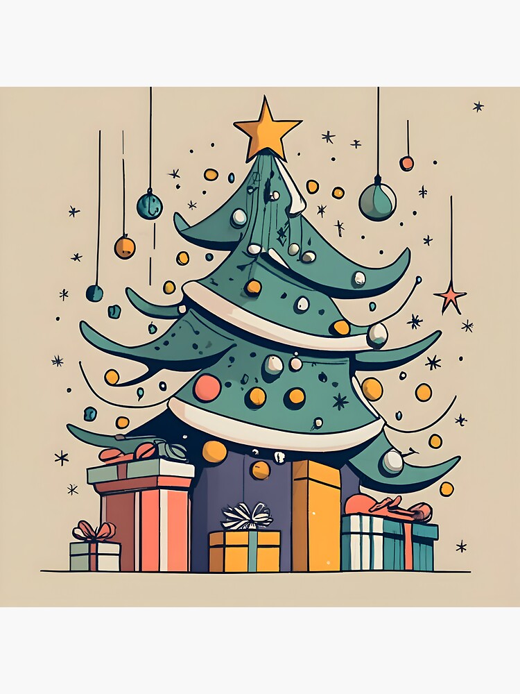 Thumbnail 3 of 3, Magnet, Modern Christmas Tree Minimalistic Drawing designed and sold by Patricks-Art.