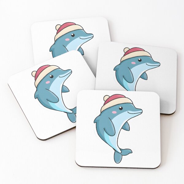 Item preview, cute blue winter dolphin sticker designed and sold by denakh.