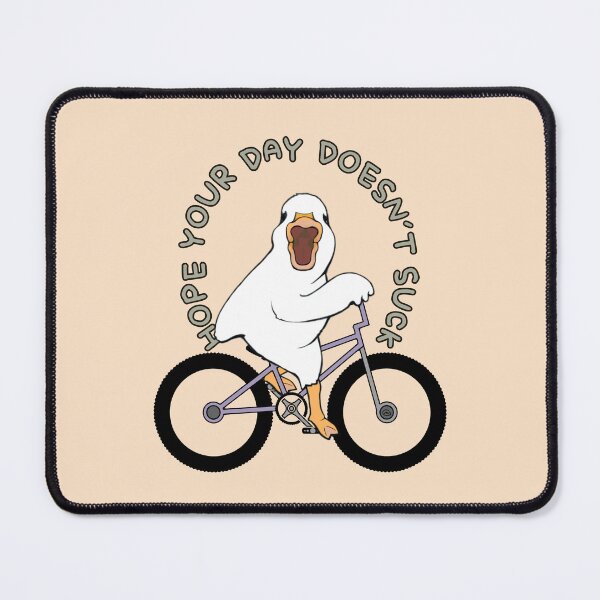 Item preview, Funny Happy Duck Hope Your Day Doesnt Suck Purple Bike designed and sold by ViewerEqualsPhoton.
