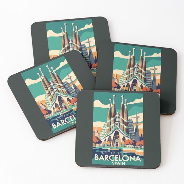 Item preview, A Vintage Travel Art of Barcelona - Spain  designed and sold by GoodOldVintage.