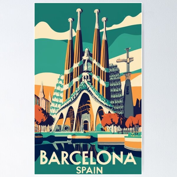 Vista previa del artículo con la obra «Un arte de viaje vintage de Barcelona - España», diseñado y vendido por GoodOldVintage.