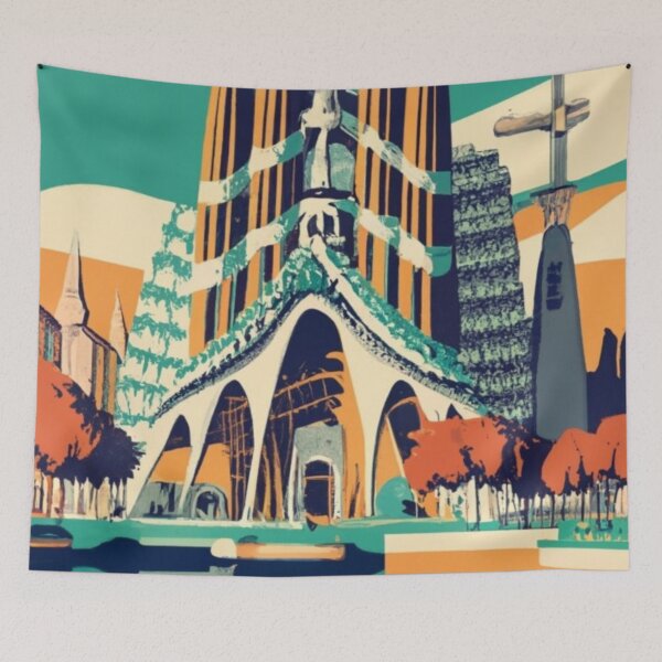 Item preview, A Vintage Travel Art of Barcelona - Spain  designed and sold by GoodOldVintage.