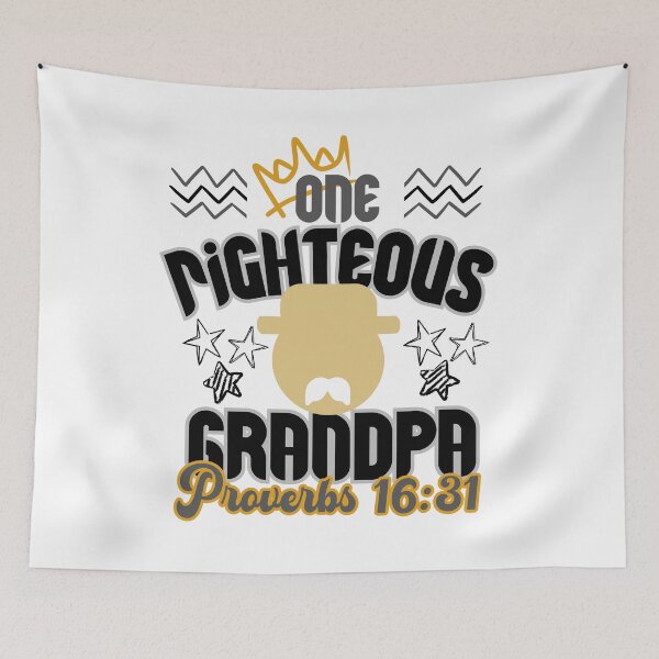 Item preview, Christian grandfather gift "One righteous grandpa" with bible quotation Proverbs 16 31 designed and sold by Marellyssv.