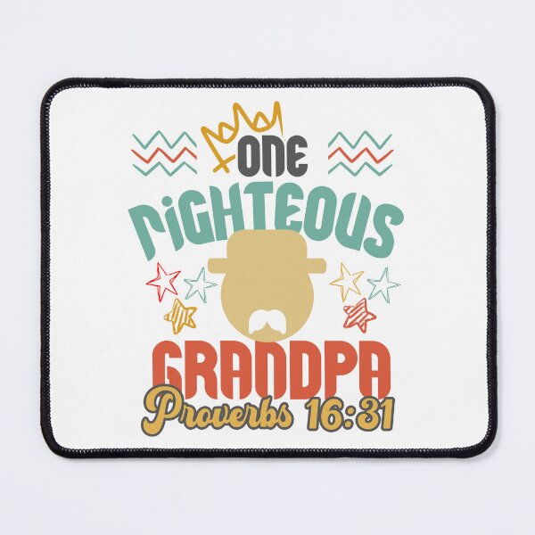 Item preview, Christian grandfather gift "One righteous grandpa" with bible quotation Proverbs 16 31 colorfull designed and sold by Marellyssv.