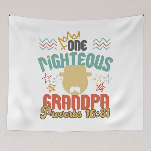 Item preview, Christian grandfather gift "One righteous grandpa" with bible quotation Proverbs 16 31 colorfull designed and sold by Marellyssv.