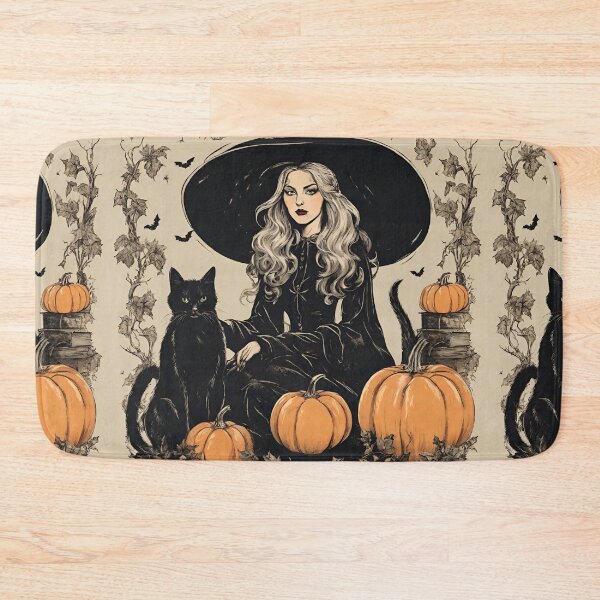 Item preview, Cute Vintage Halloween Witch with Black Cat designed and sold by silviaol.