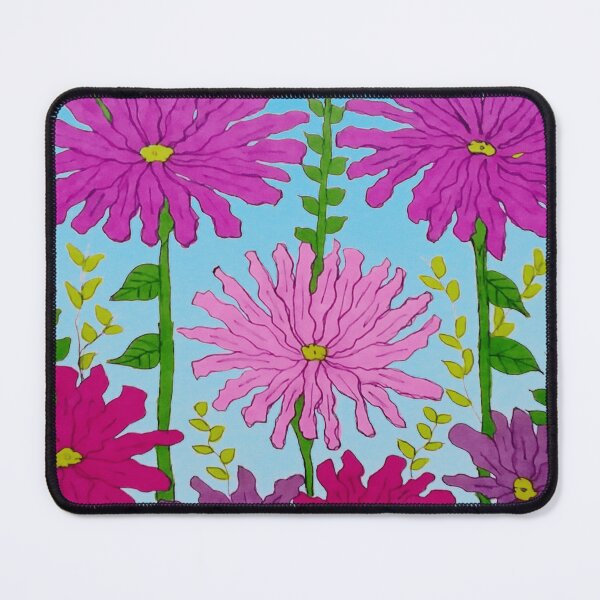 Item preview, Vivid Pink Flower Drawing on Blue designed and sold by DanielleGensler.