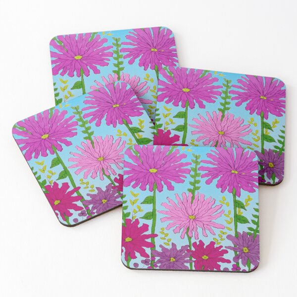 Item preview, Vivid Pink Flower Drawing on Blue designed and sold by DanielleGensler.
