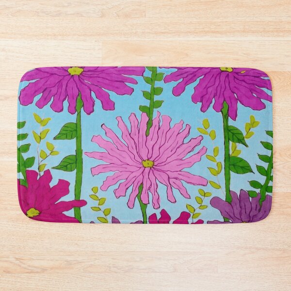 Item preview, Vivid Pink Flower Drawing on Blue designed and sold by DanielleGensler.