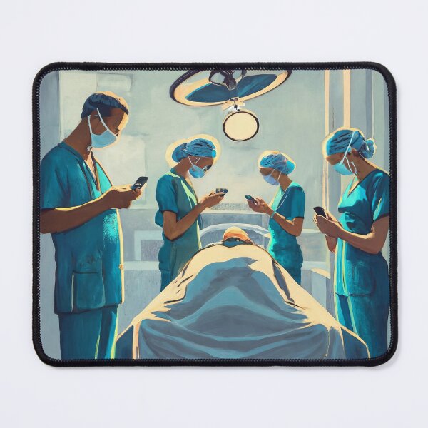 Item preview, Phone Distraction in the Surgery Room: A Satirical Illustration designed and sold by Birdbum.